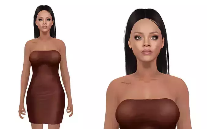Rihanna Model Rigged Low-poly 3D model