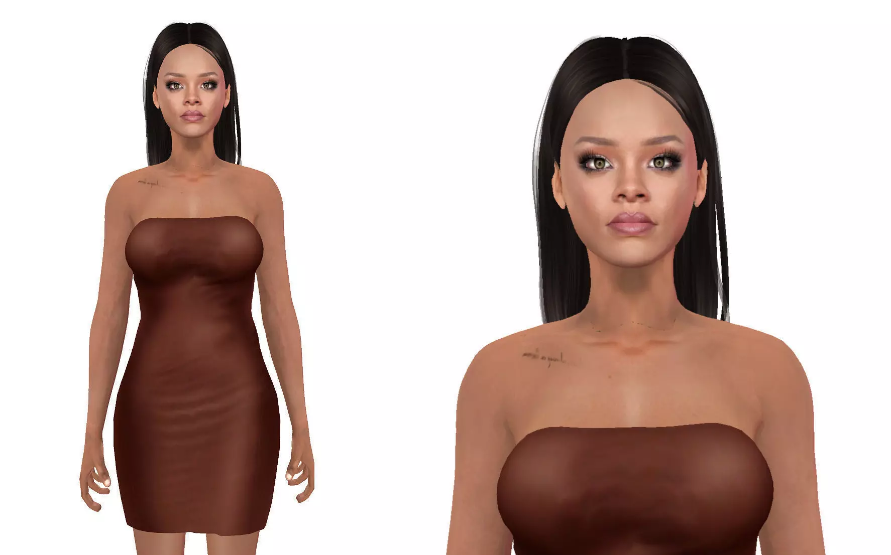 Rihanna Model Rigged Low-poly 3D model_0