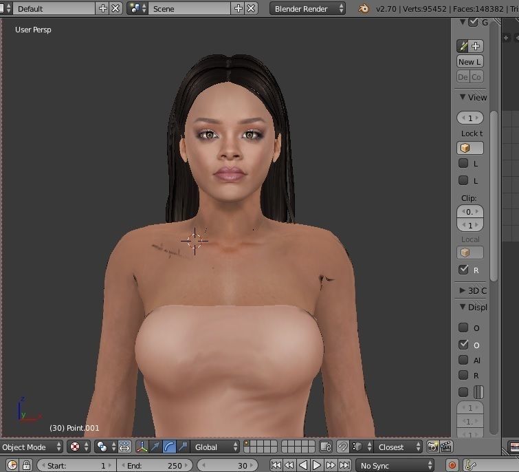 Rihanna Model Rigged Low-poly 3D model_1