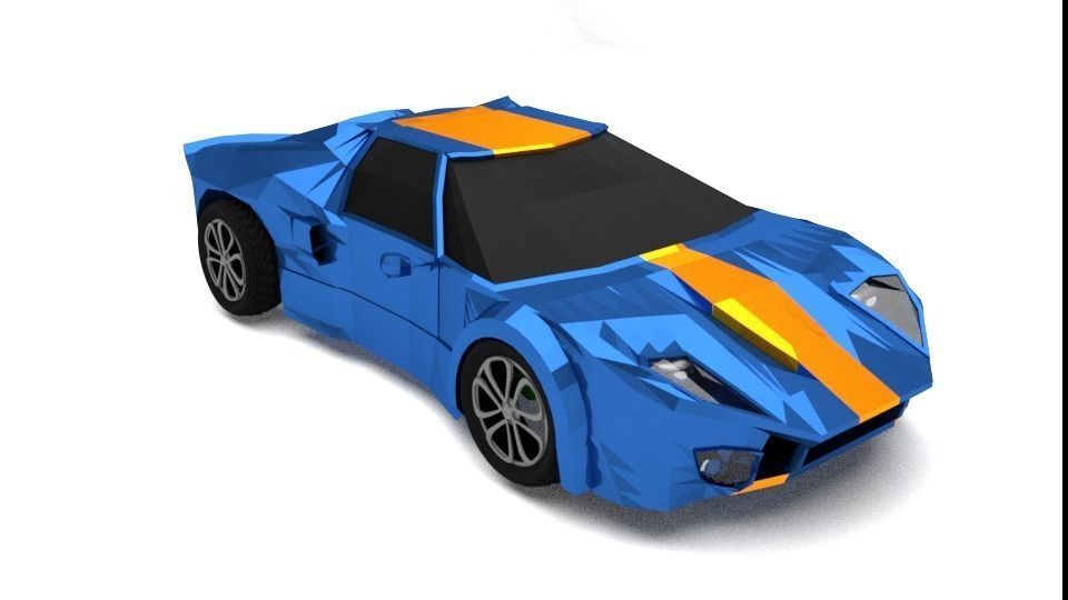 lowpoly race car Low-poly 3D model_2
