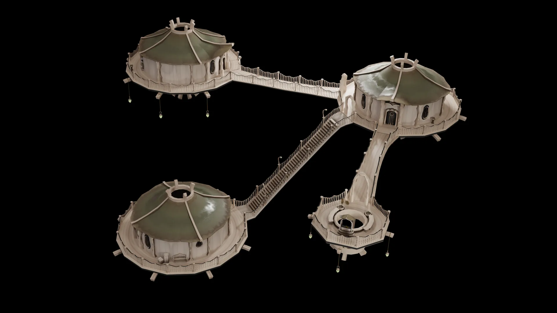 3D model Modular Fantasy Elven Village 3D Environment Kit VR / AR / low ...