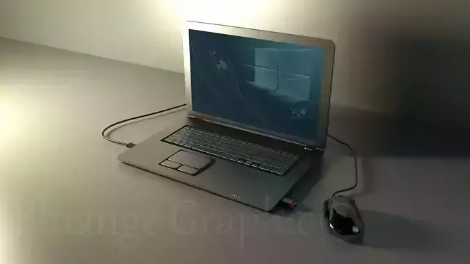 Laptop with mouse 3D model