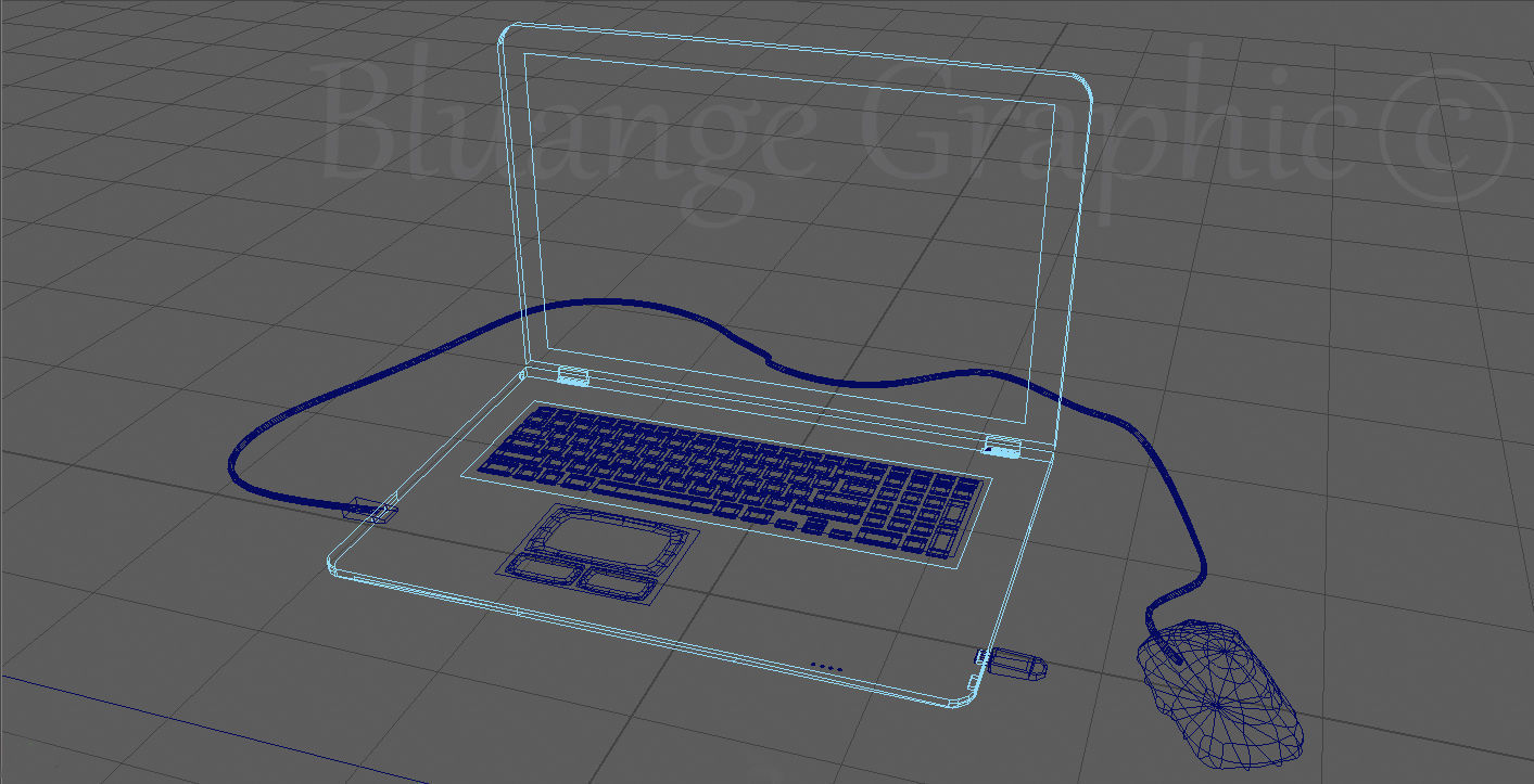 Laptop with mouse 3D model_4