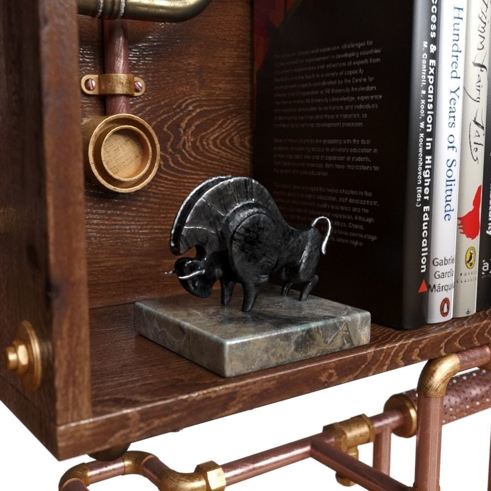 Steampunk Industrial Wall Shelf  3D model_2