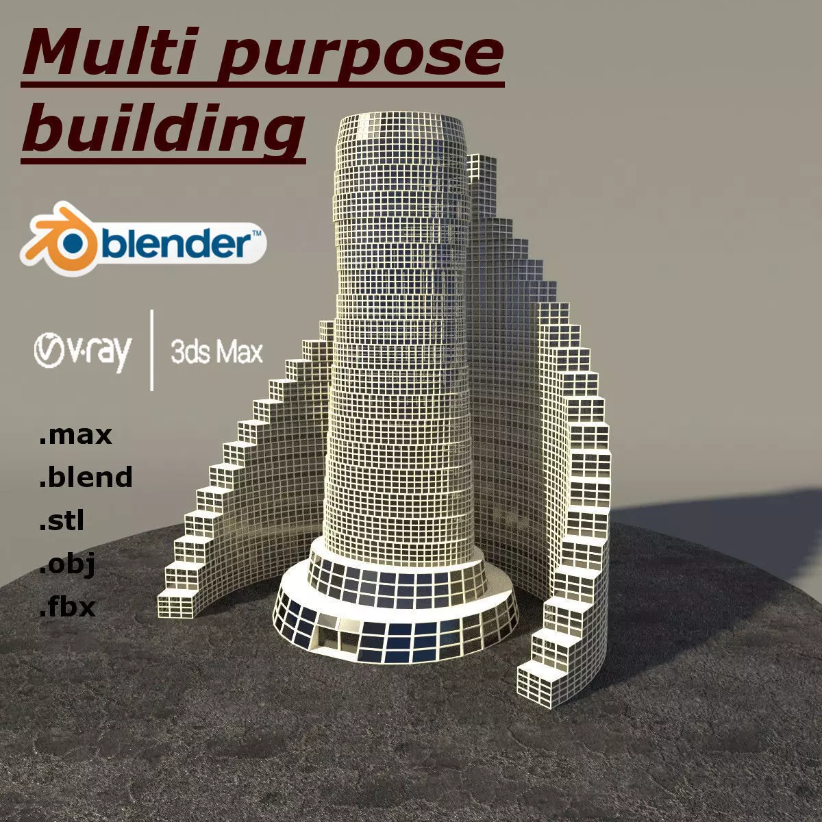 Multi purpose building 2 Free 3D model_0