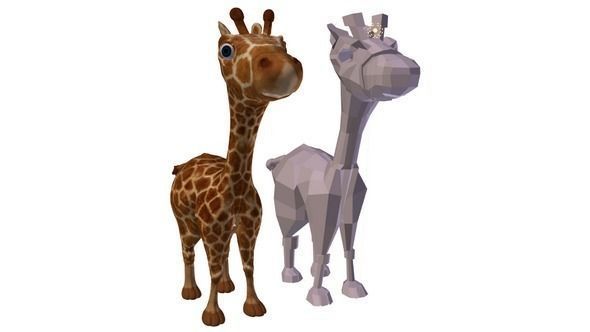 giraffe cartoon Low-poly 3D model_0