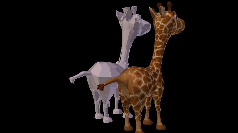 giraffe cartoon Low-poly 3D model_1