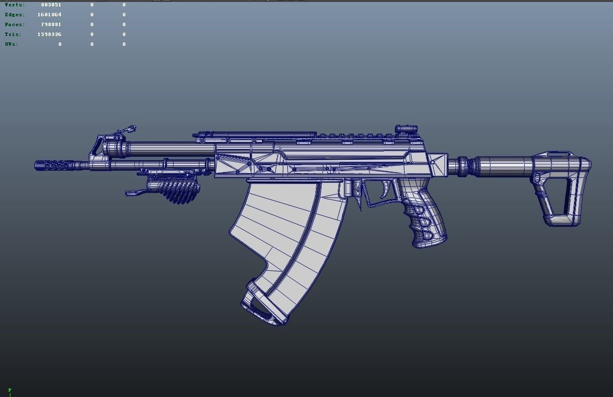 APS Model rifle Low-poly 3D model_9