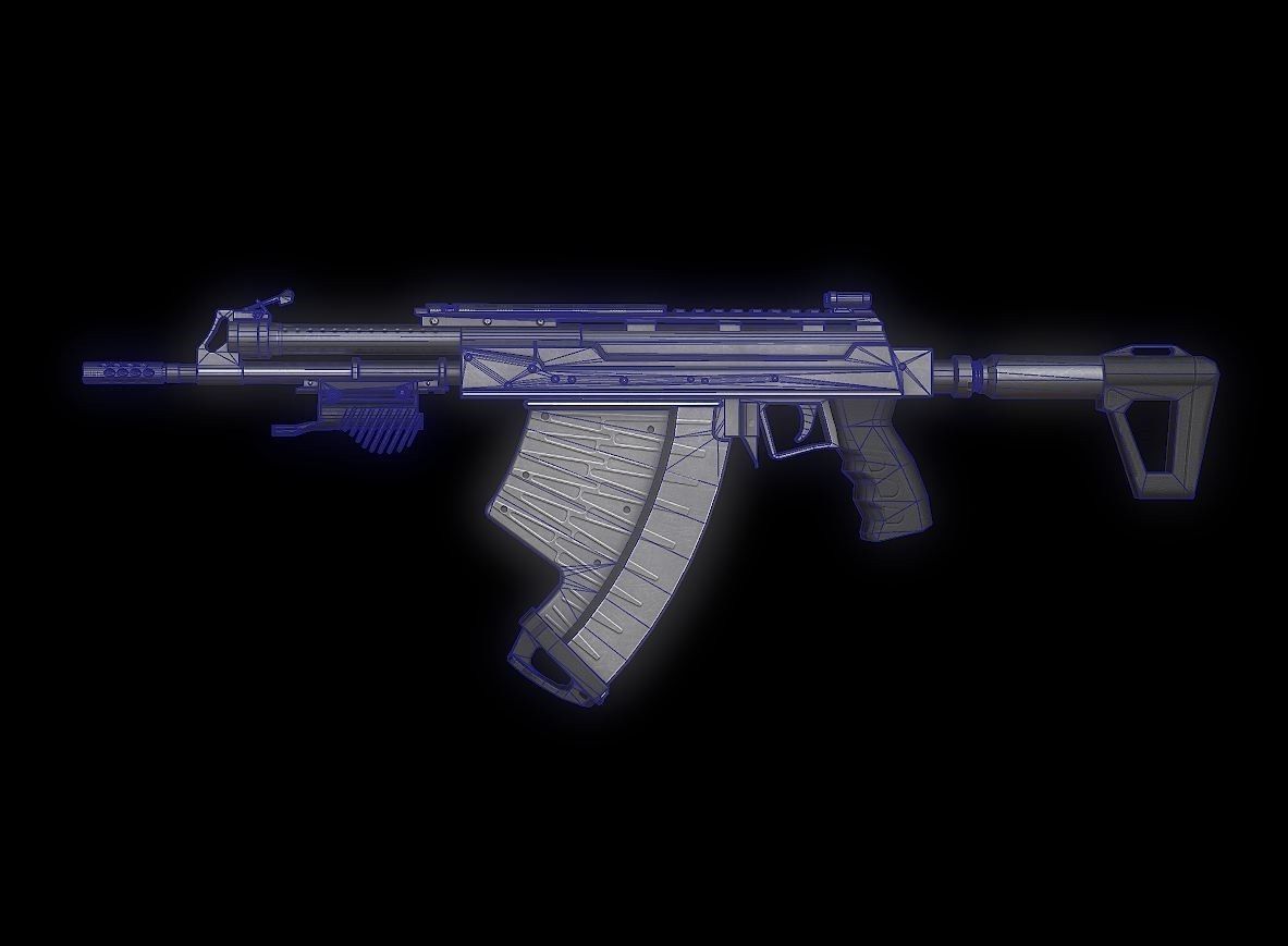 APS Model rifle Low-poly 3D model_1