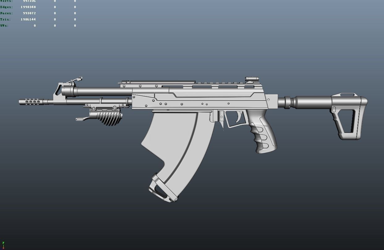 APS Model rifle Low-poly 3D model_7