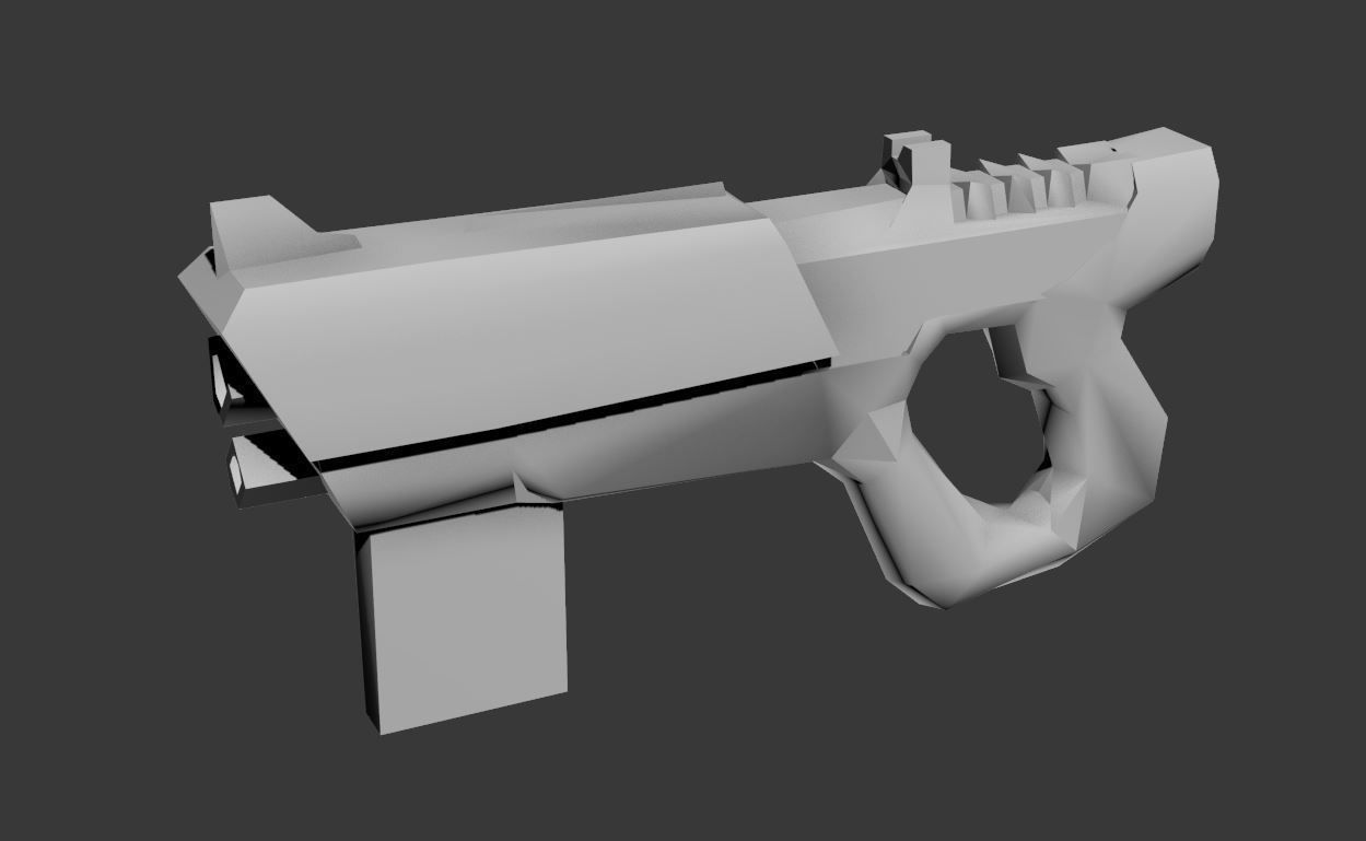 Low Poly Gun orange Low-poly 3D model_4