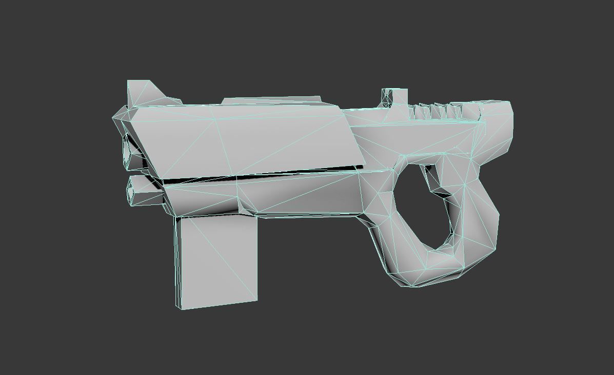 Low Poly Gun orange Low-poly 3D model_3