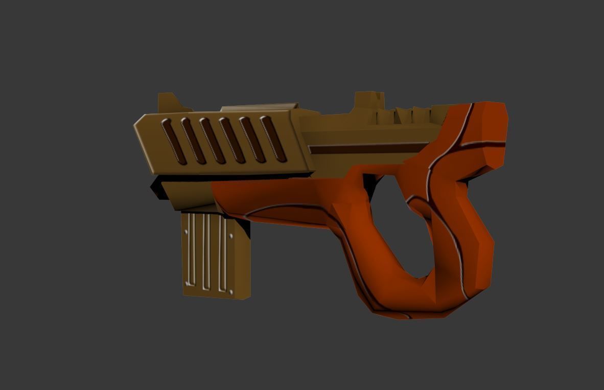 Low Poly Gun orange Low-poly 3D model_1