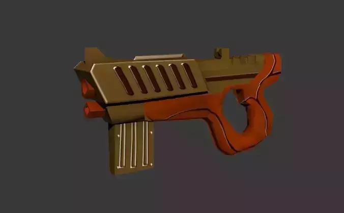 Low Poly Gun orange Low-poly 3D model