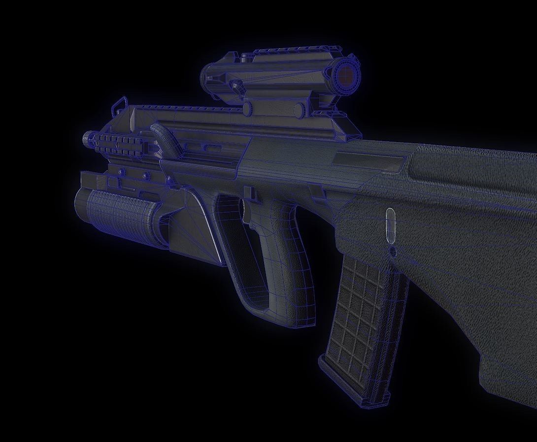 AUGA3 Model assault rifle Low-poly 3D model_5