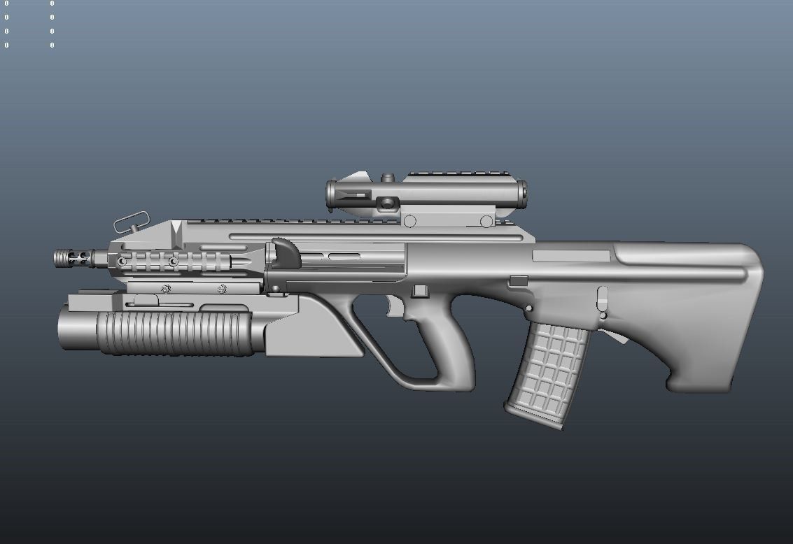 AUGA3 Model assault rifle Low-poly 3D model_7