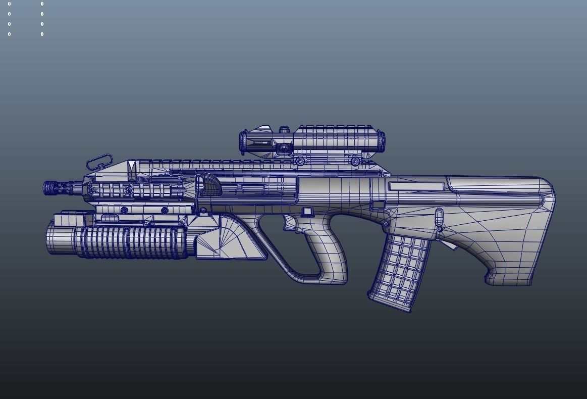 AUGA3 Model assault rifle Low-poly 3D model_6
