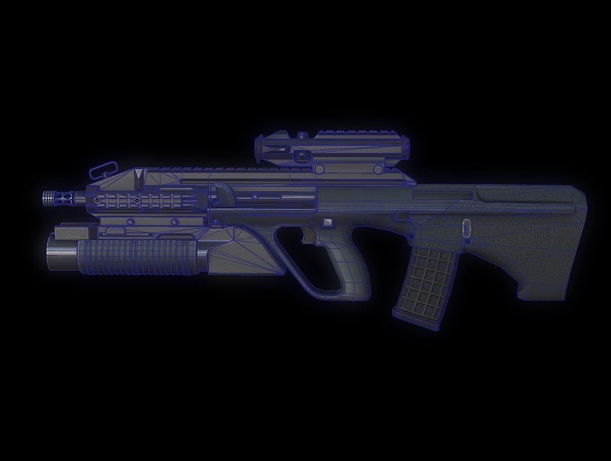 AUGA3 Model assault rifle Low-poly 3D model_1