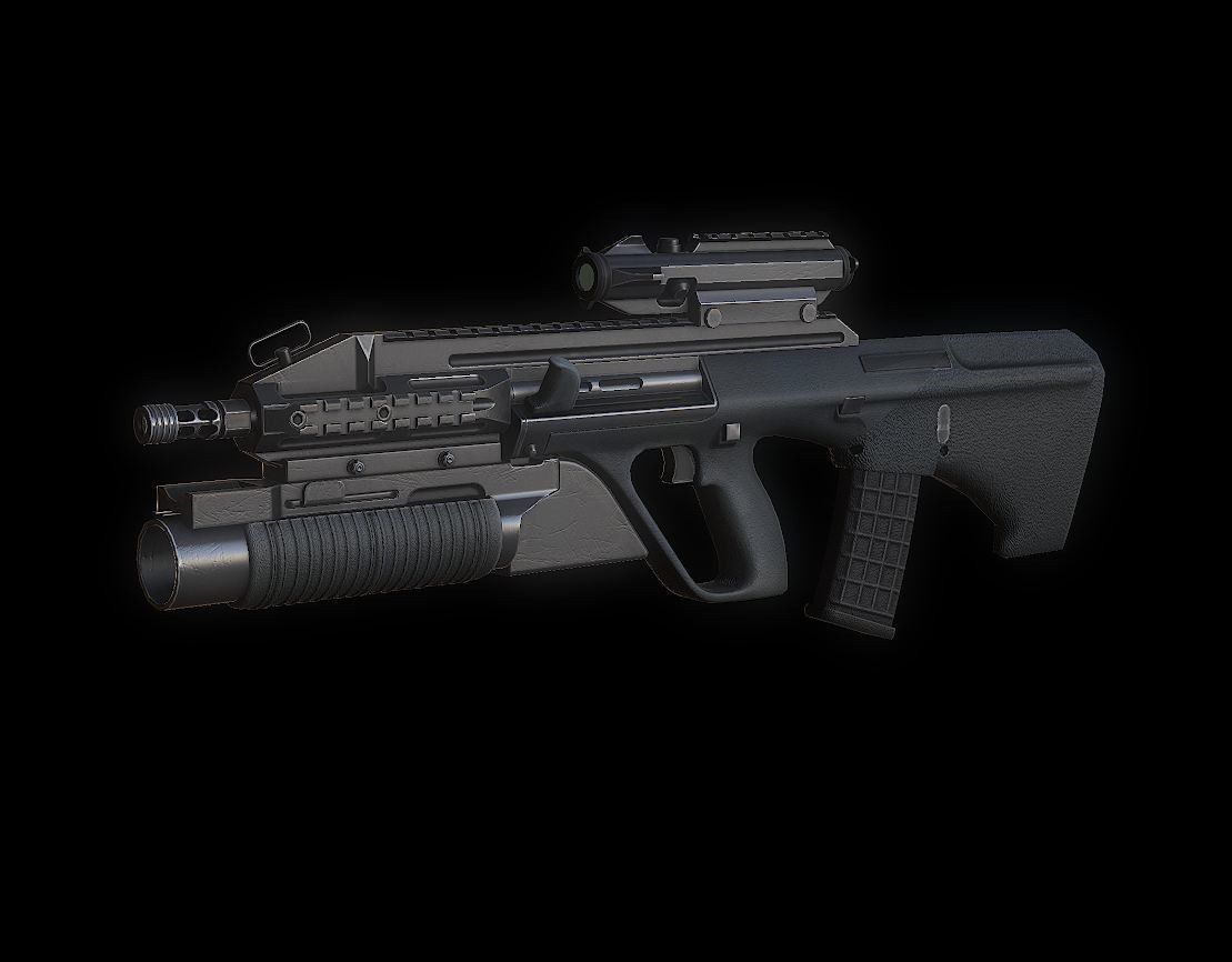 AUGA3 Model assault rifle Low-poly 3D model_2