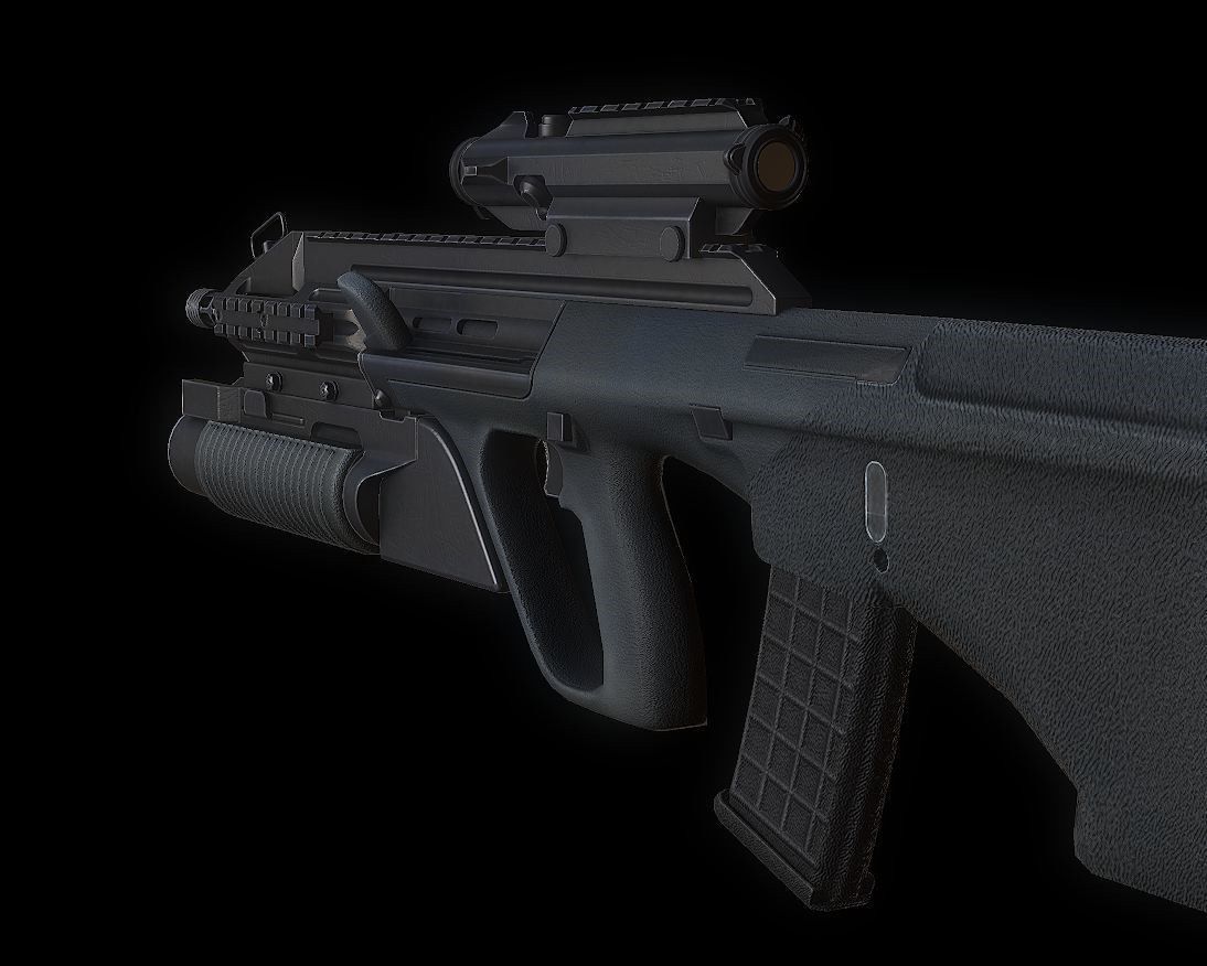 AUGA3 Model assault rifle Low-poly 3D model_4