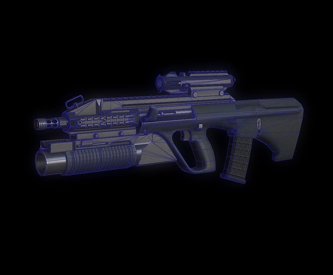 AUGA3 Model assault rifle Low-poly 3D model_3