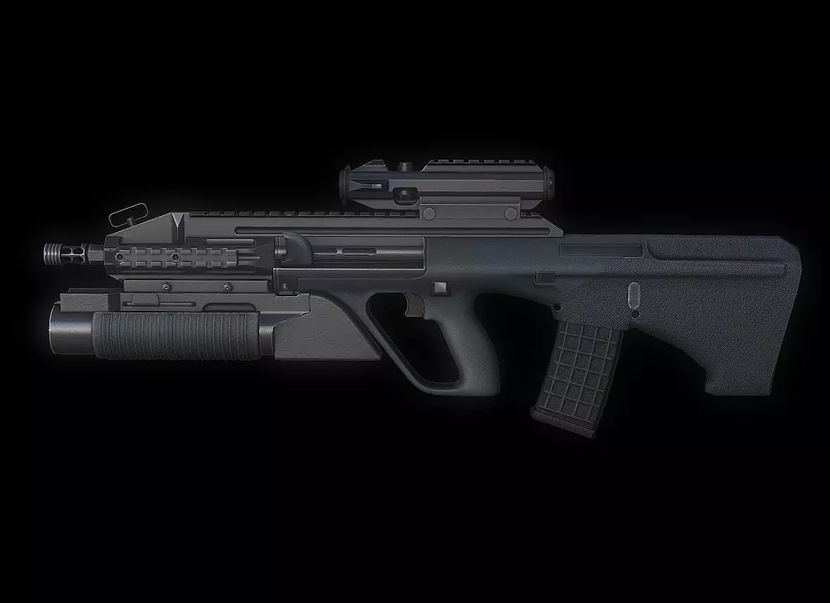 AUGA3 Model assault rifle Low-poly 3D model_0