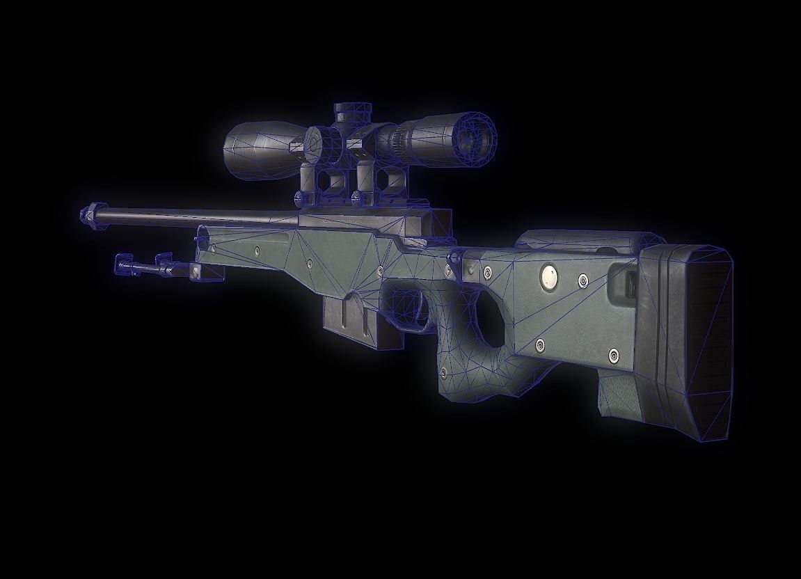 AWM Model sniper rifle Low-poly 3D model_5