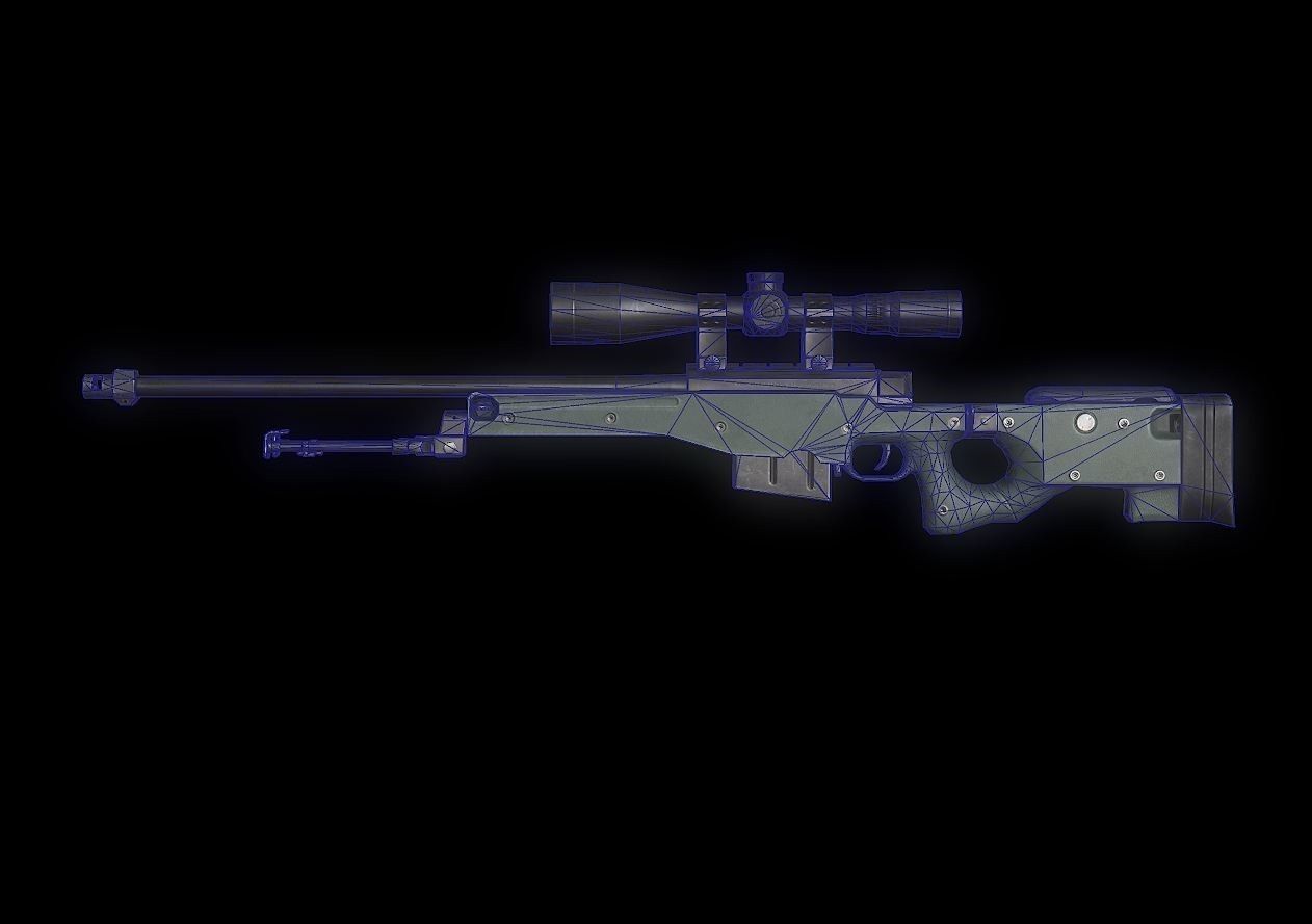 AWM Model sniper rifle Low-poly 3D model_1
