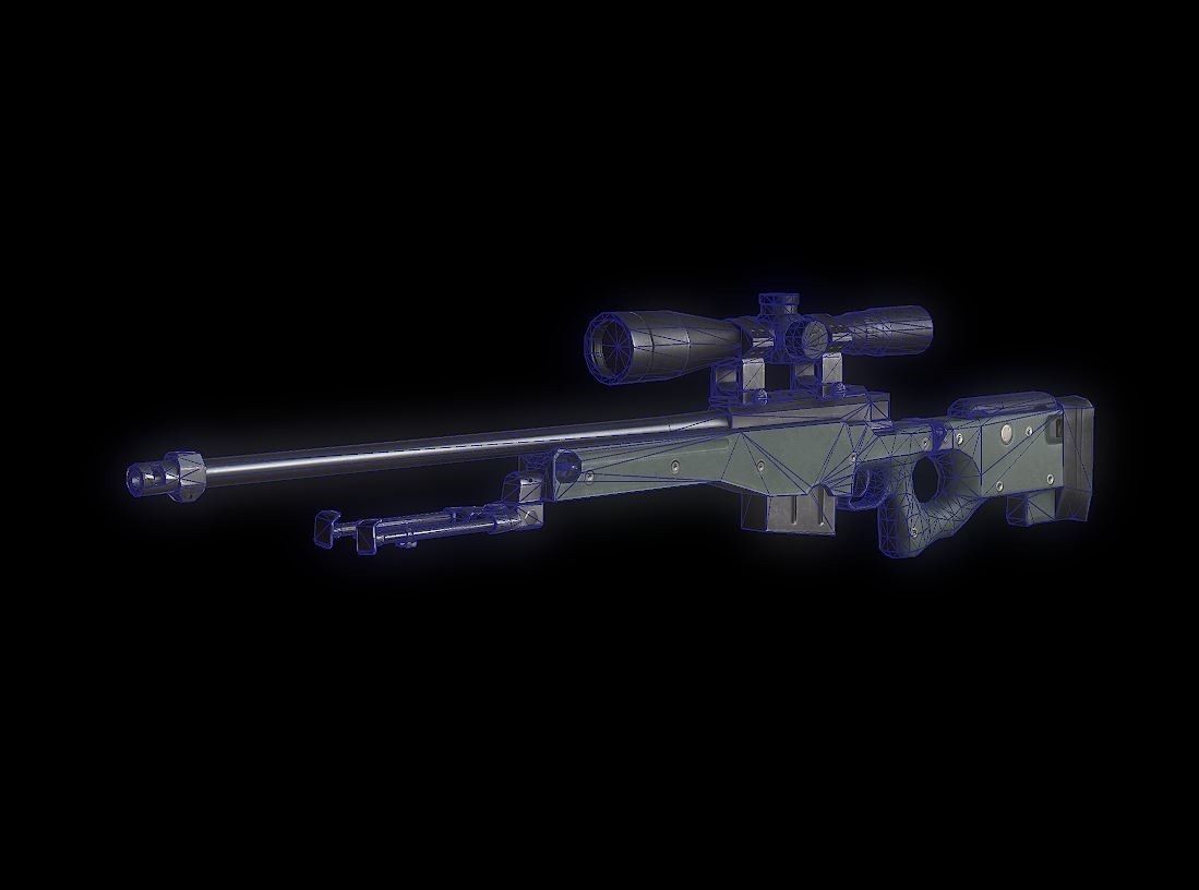 AWM Model sniper rifle Low-poly 3D model_3