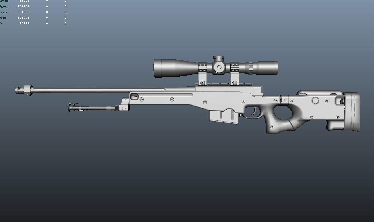 AWM Model sniper rifle Low-poly 3D model_6