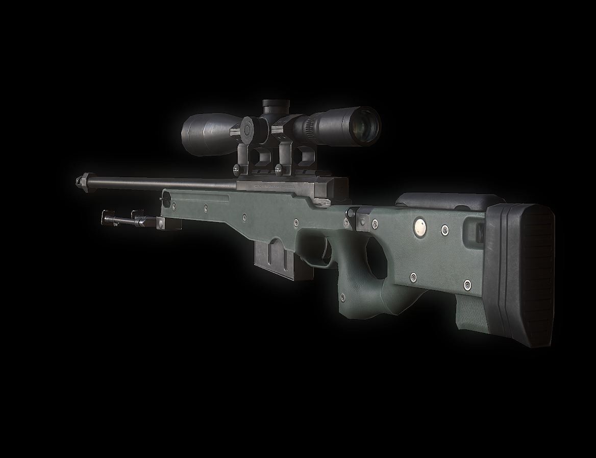 AWM Model sniper rifle Low-poly 3D model_4