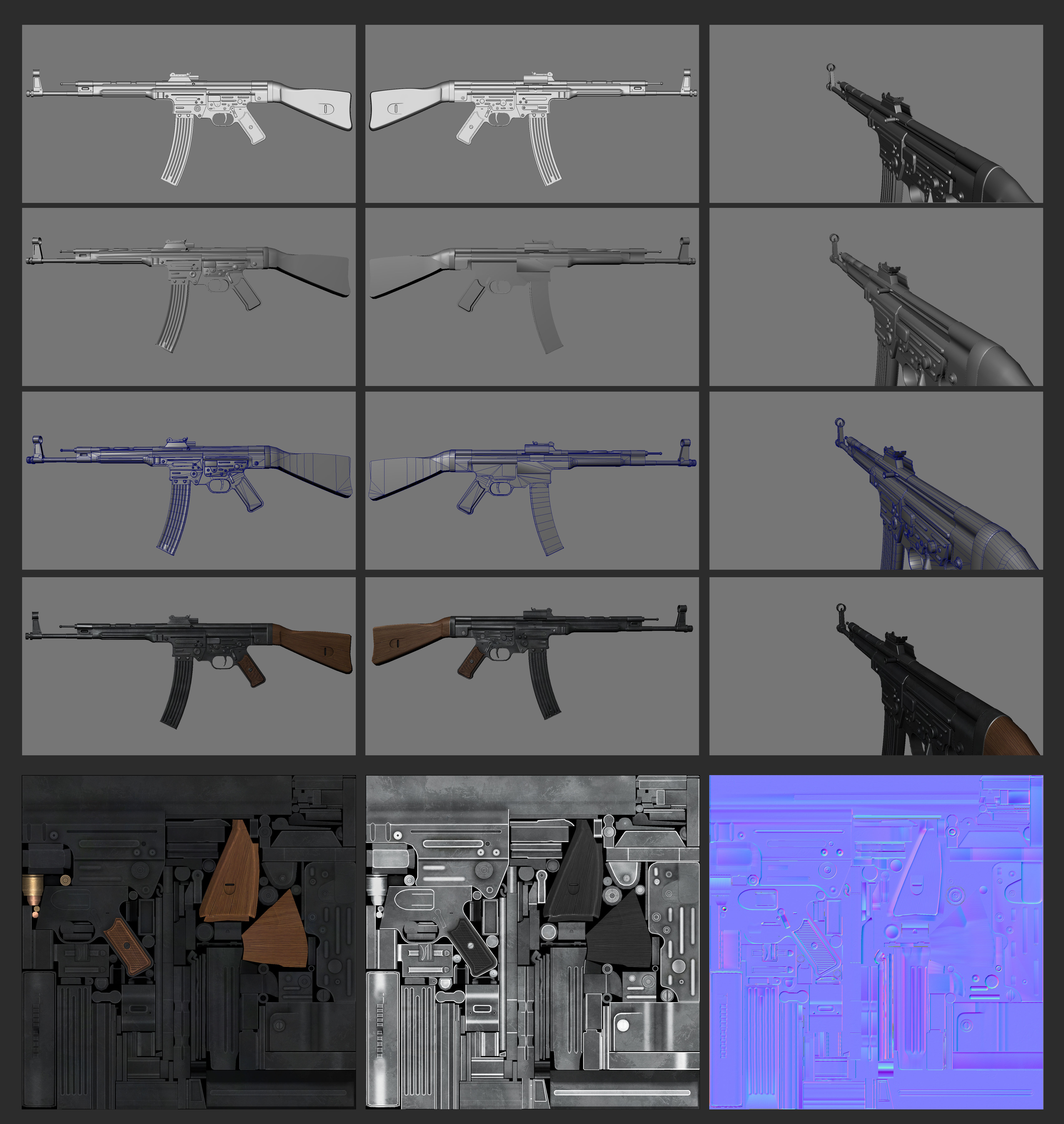 STG44 Model gun Low-poly 3D model_4