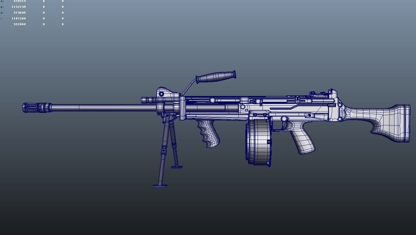 ULTIMAX100 Model machine gun Low-poly 3D model_7