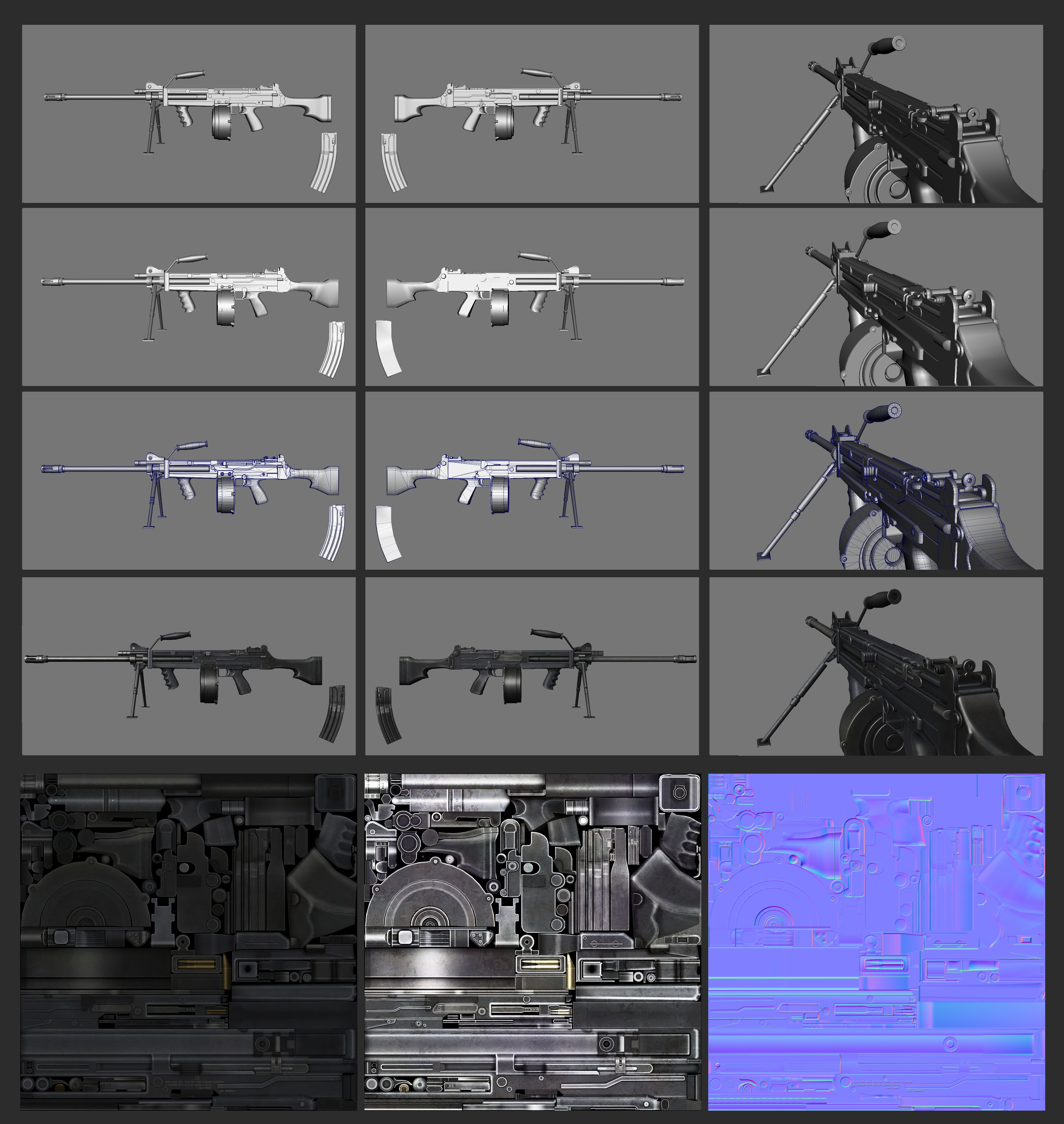 ULTIMAX100 Model machine gun Low-poly 3D model_8