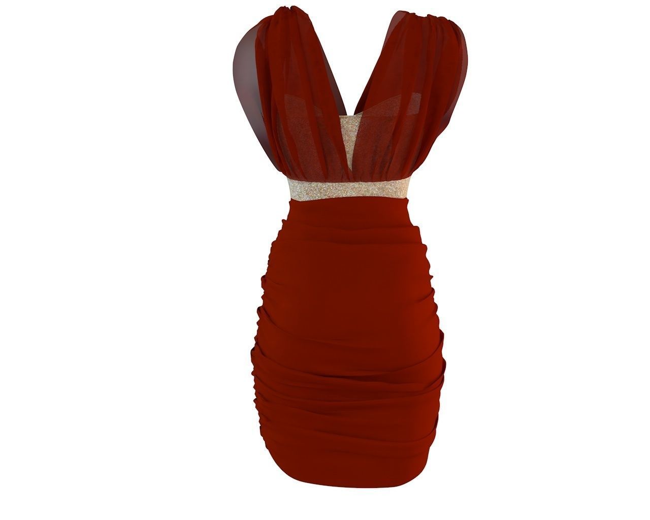 Stylish Club Dress for Female Avatar 3D model 3D model_10