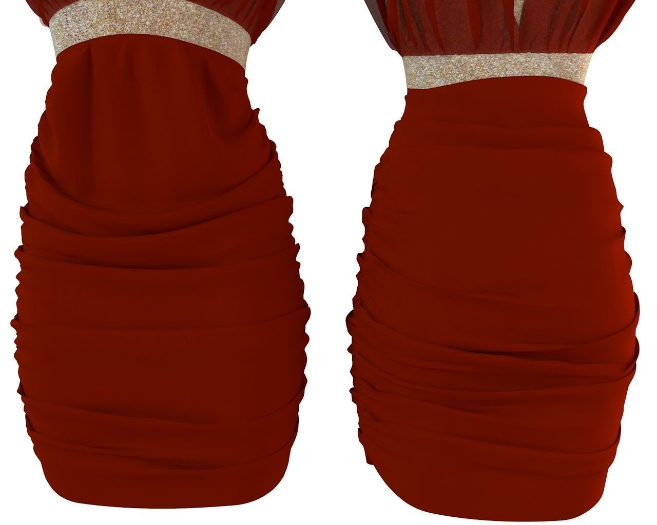 Stylish Club Dress for Female Avatar 3D model 3D model_3