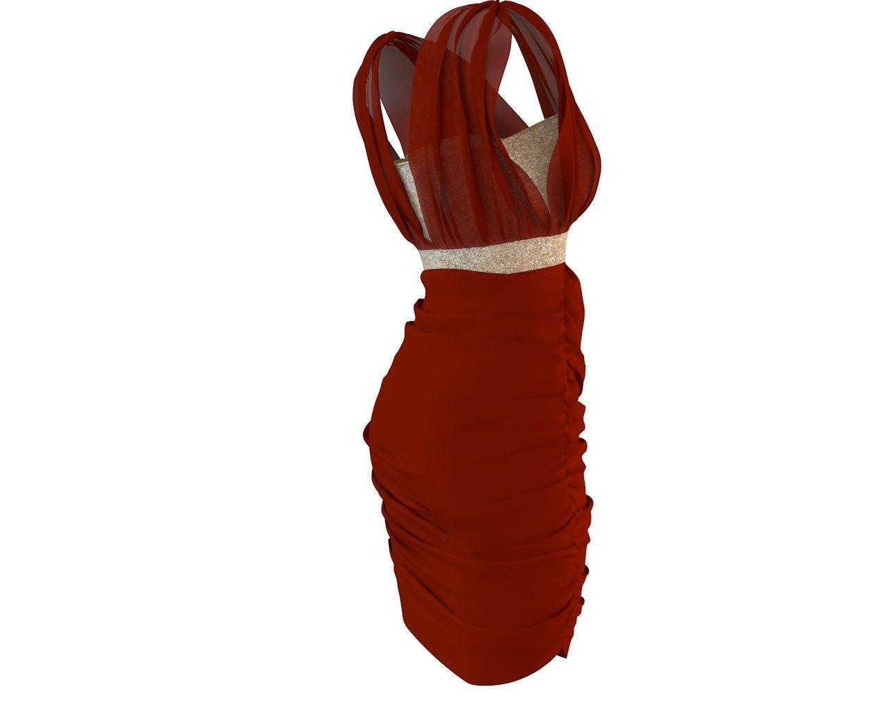 Stylish Club Dress for Female Avatar 3D model 3D model_8