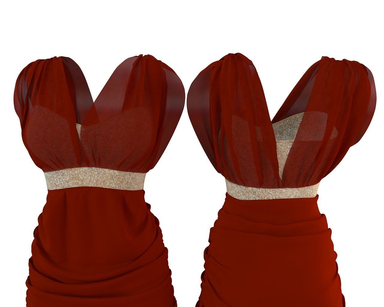 Stylish Club Dress for Female Avatar 3D model 3D model_2