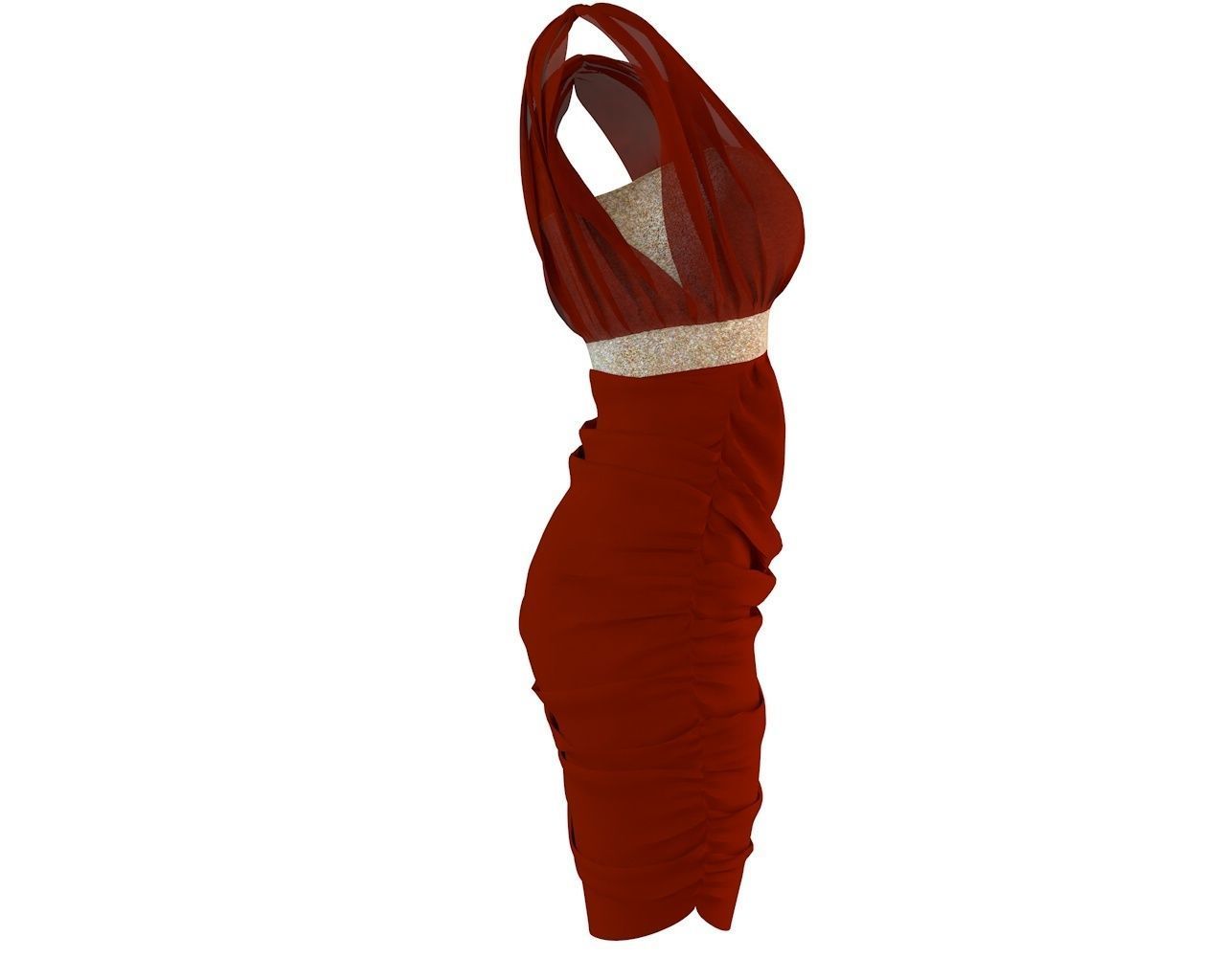 Stylish Club Dress for Female Avatar 3D model 3D model_7