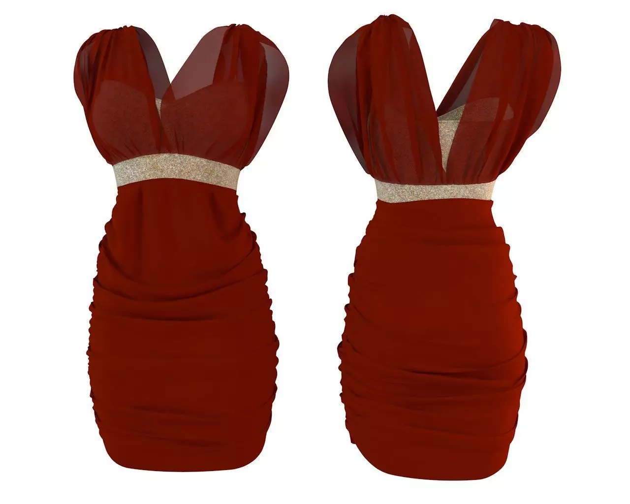 Stylish Club Dress for Female Avatar 3D model 3D model_0