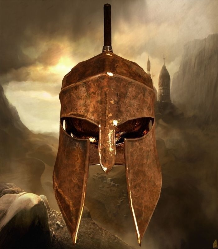 Greek helmet Low-poly 3D model_2