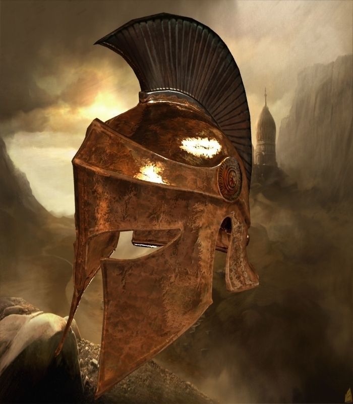 Greek helmet Low-poly 3D model_3