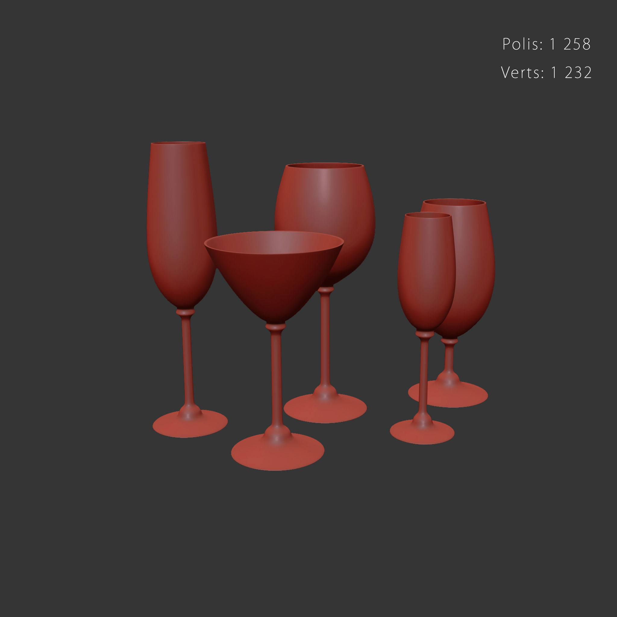 Set 8560-1 wine glass Low-poly 3D model_7