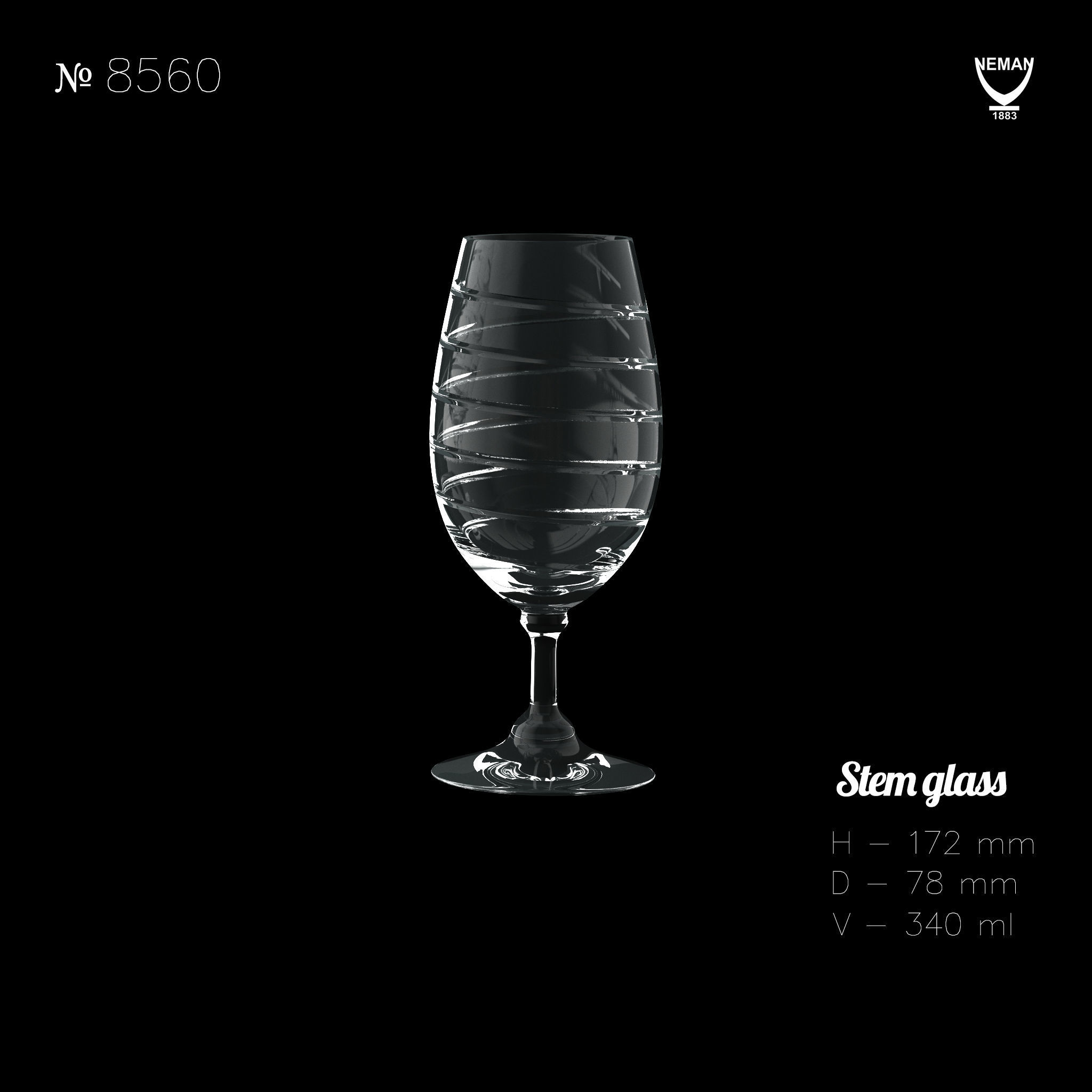 Set 8560-1 wine glass Low-poly 3D model_3
