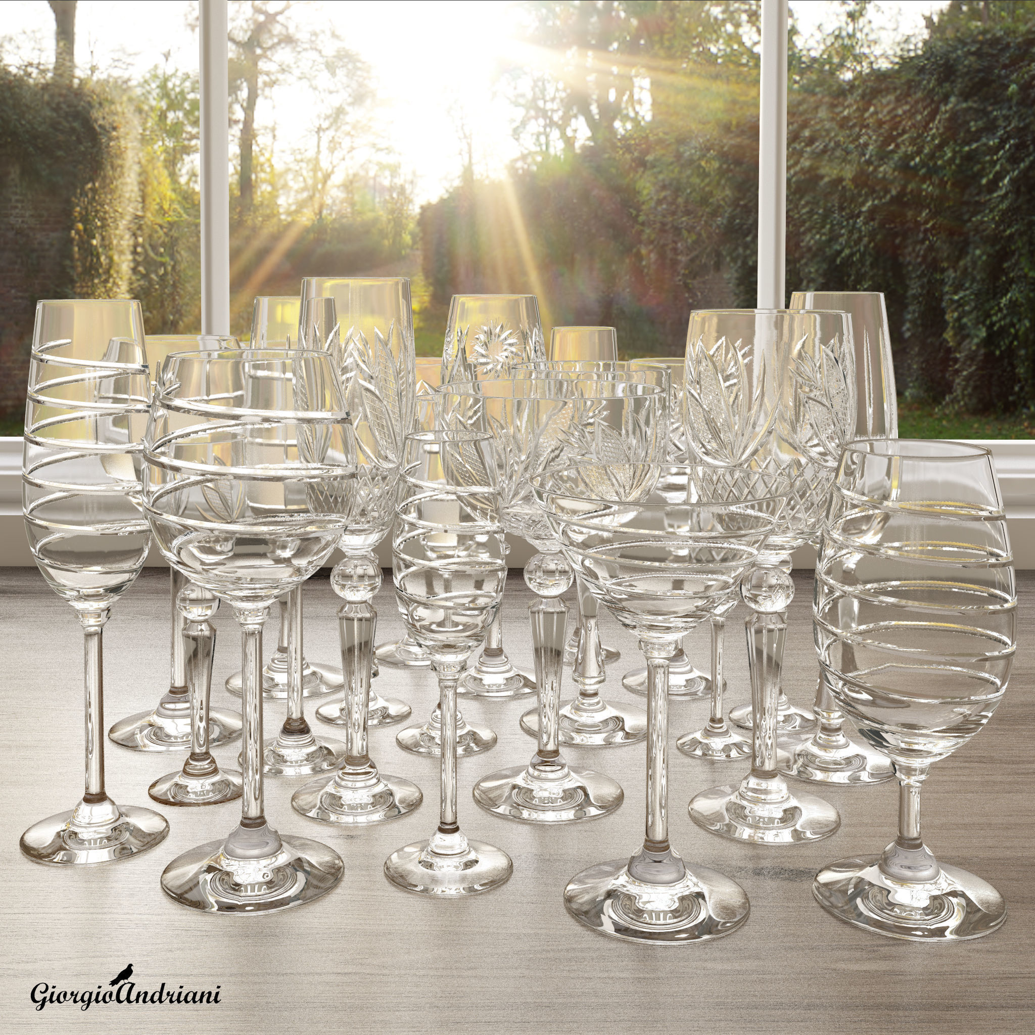 Set 8560-1 wine glass Low-poly 3D model_6