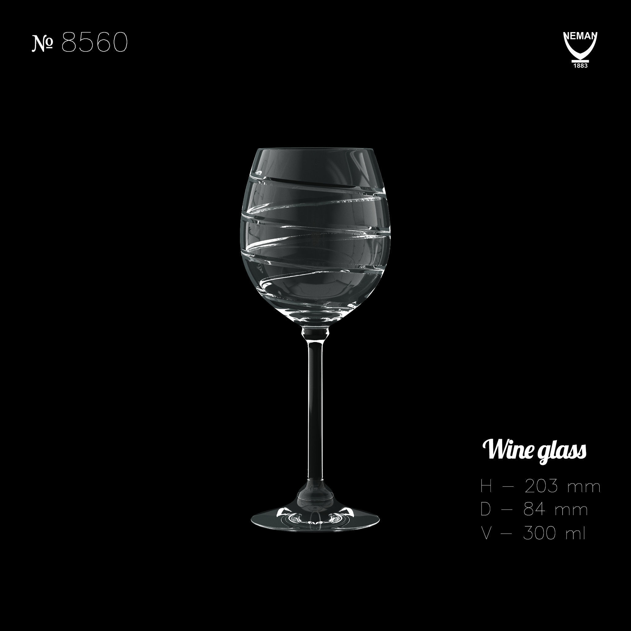 Set 8560-1 wine glass Low-poly 3D model_1