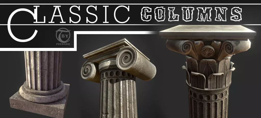Classic Columns Free low-poly 3D model_0