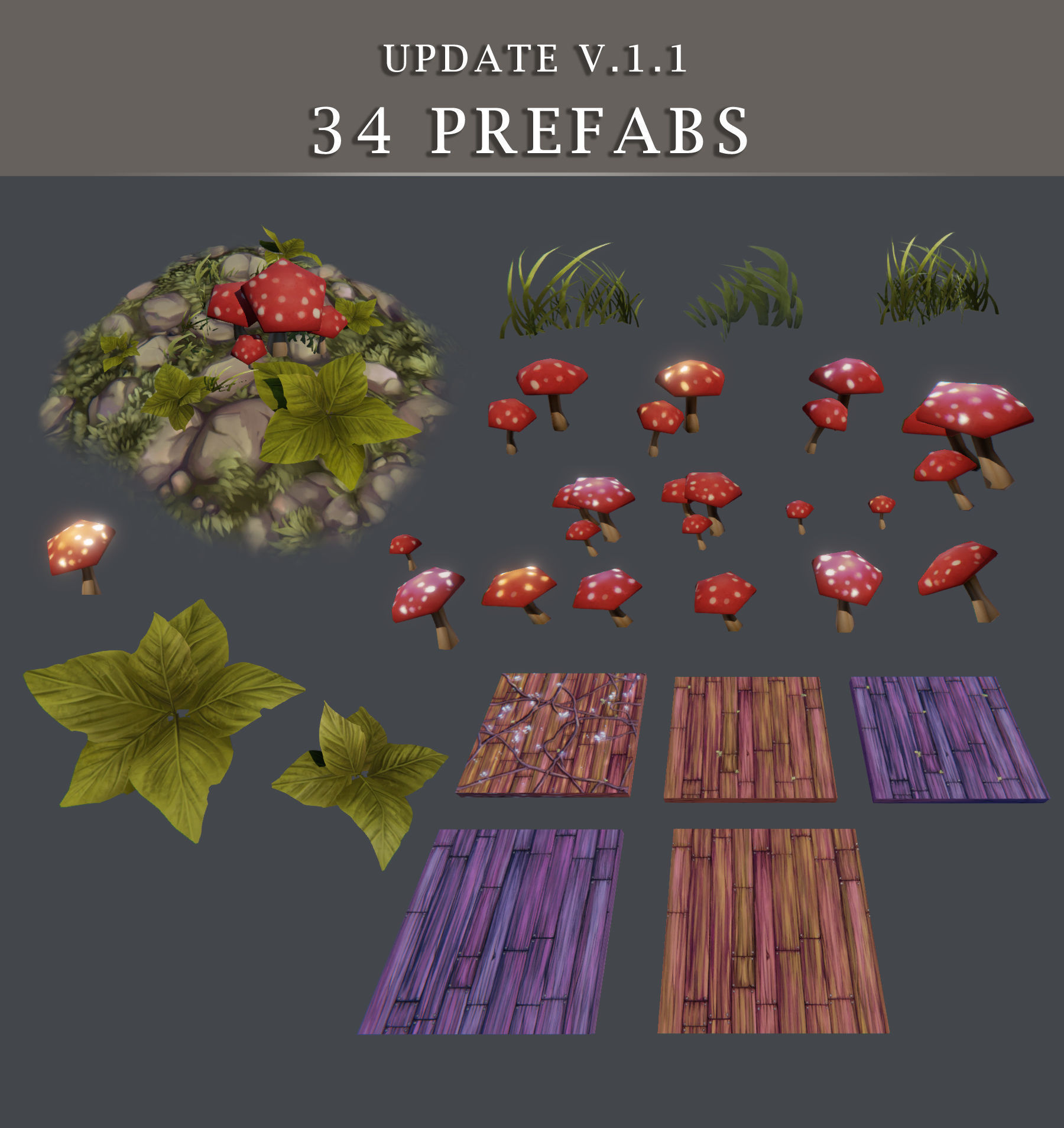 Painted Tiles - Sleeping Forest Free low-poly 3D model_33