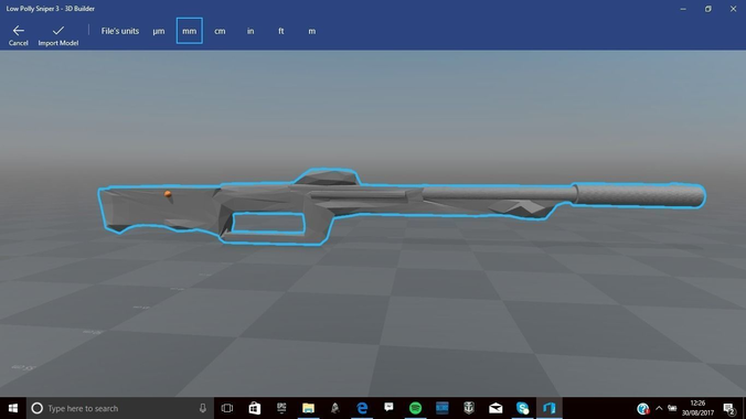 Low Poly Sniper 2 rifle on computer screen Low-poly 3D model