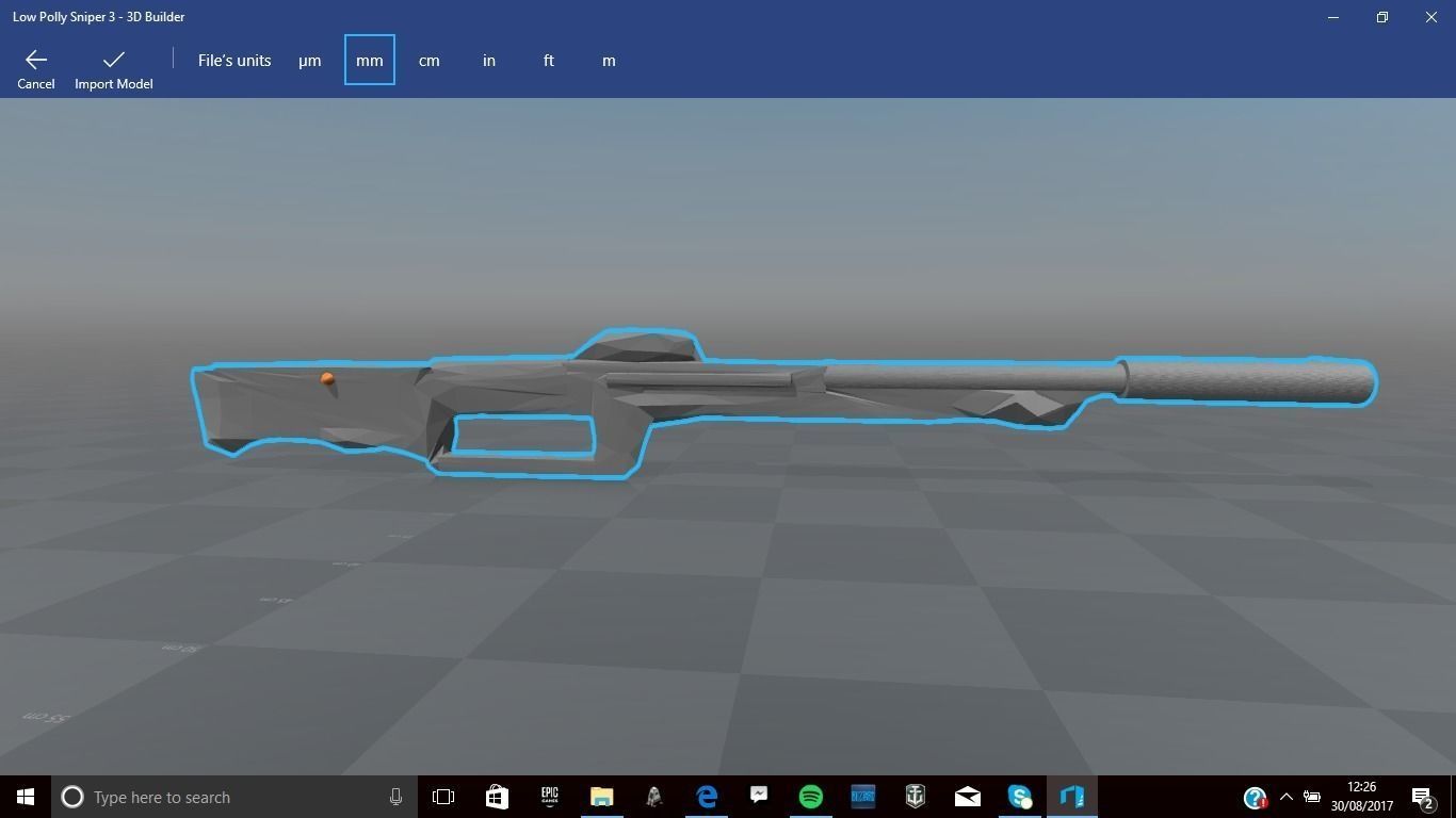 Low Poly Sniper 2 rifle on computer screen Low-poly 3D model_0